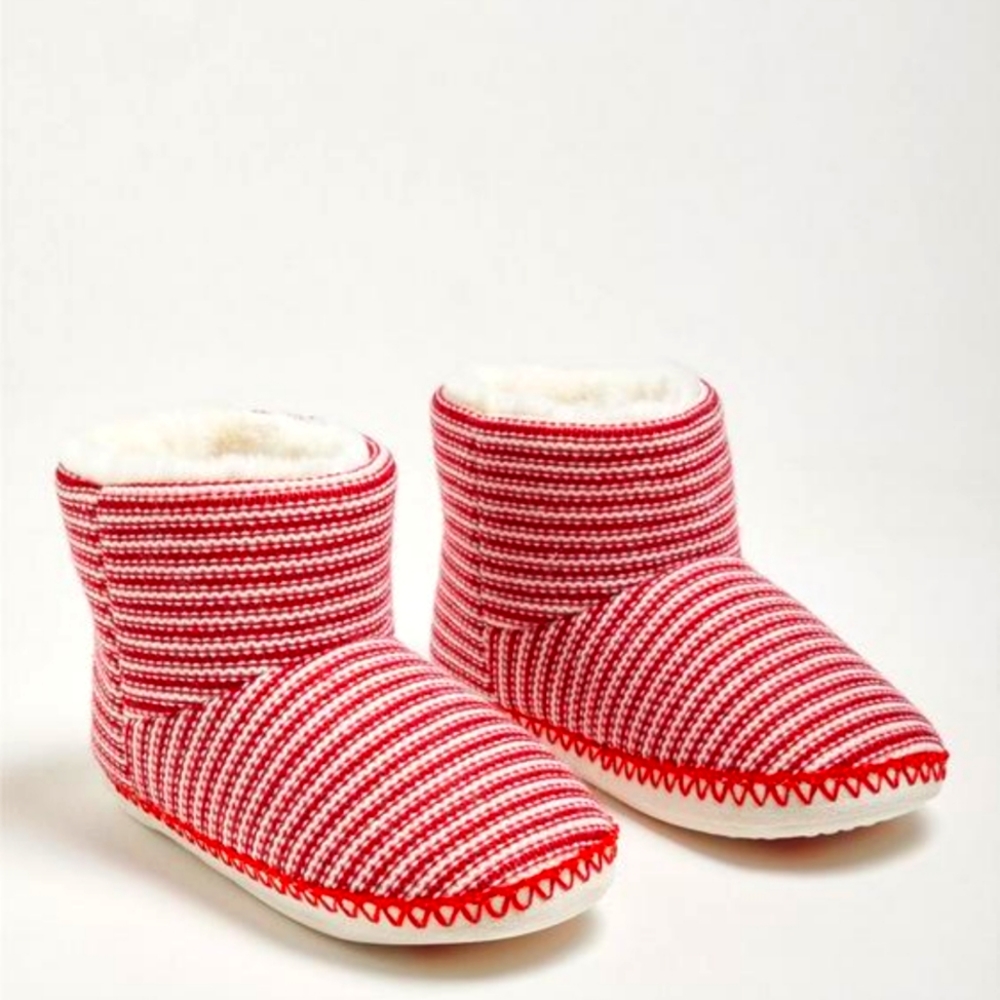 Torrid Red White Knit Cozy Bootie